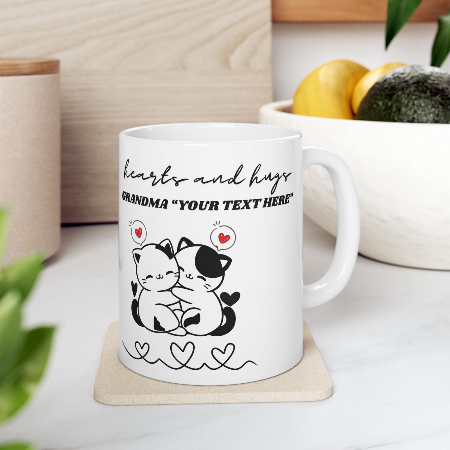 Mug - Warm Hearts and Hug Ceramic Coffee Cup (11oz, 15oz)