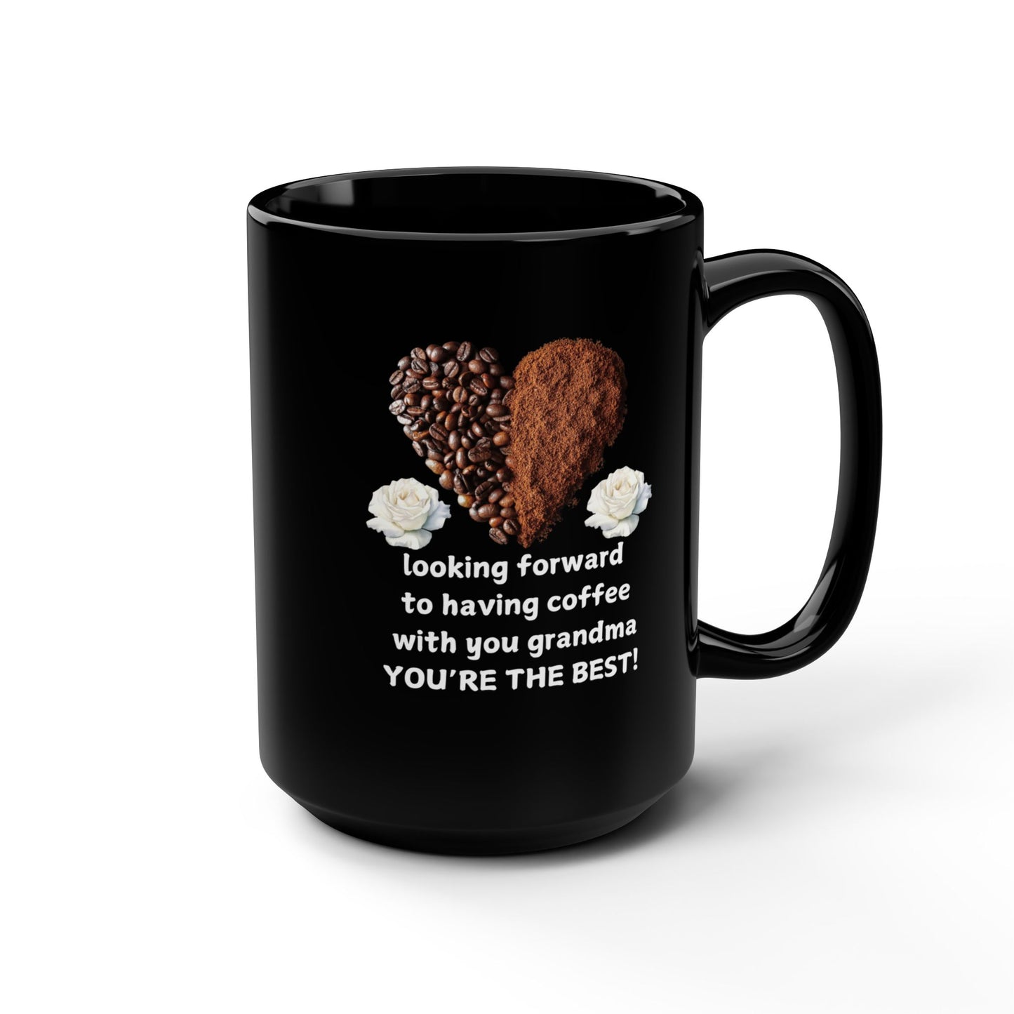 Mug - Warm Coffee with Grandma 15oz Black Mug